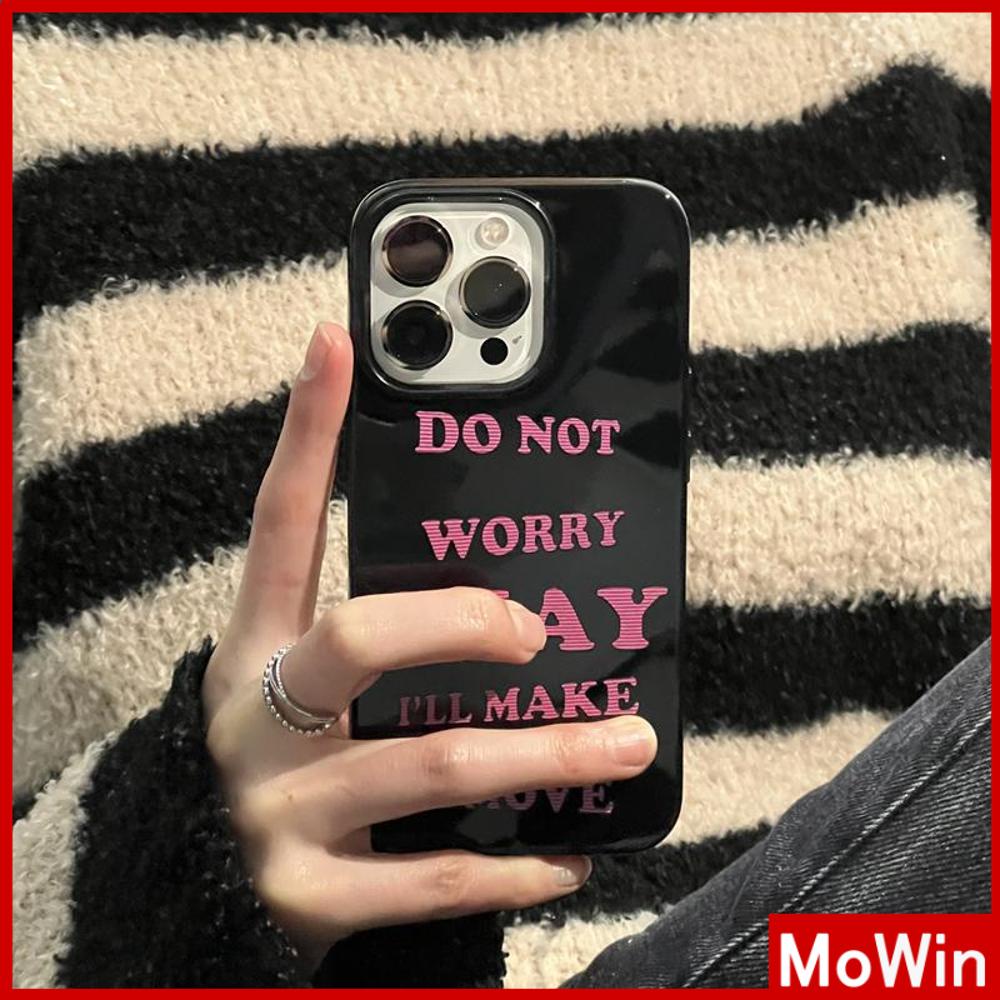 For iPhone 14 Pro Max iPhone Case Black Glossy TPU Soft Case Shockproof Protection Camera Simple Pink Slogan Compatible with iPhone 13 Pro max 12 Pro Max 11 xr xs max 7Plus 8Plus