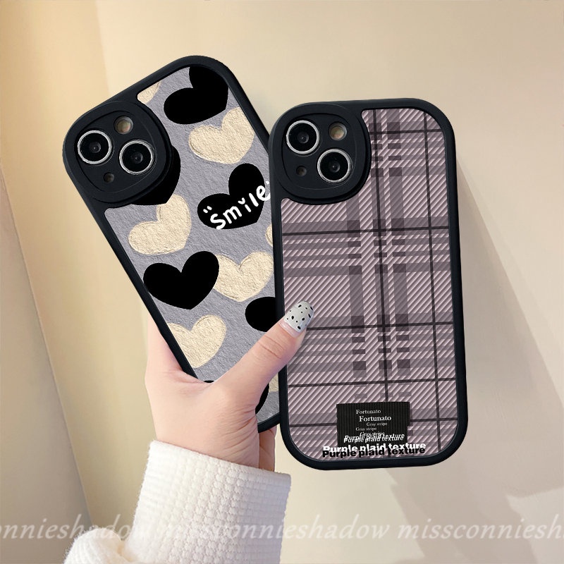 Mewah Simple Beruntung Smile Love Hati Kotak-Kotak Csae Infinix Smart5 6 Hot10 9 10T 10s 11s 11 Main Hot10 Lite Note8 Shockproof Silikon Lembut Penutup Belakang Tpu