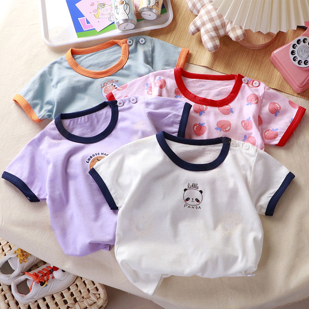 Lacoo Kaos anak laki laki perempuan Baju atasan anak lengan pendek karakter