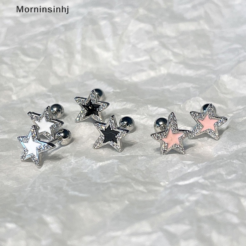 Mornin 1pasang Fashion Bintang Zirkon Telinga Studs Anting Untuk Wanita Tulang Rawan Helix Telinga Tulang Kuku Manis Keren Telinga Perhiasan Hadiah id