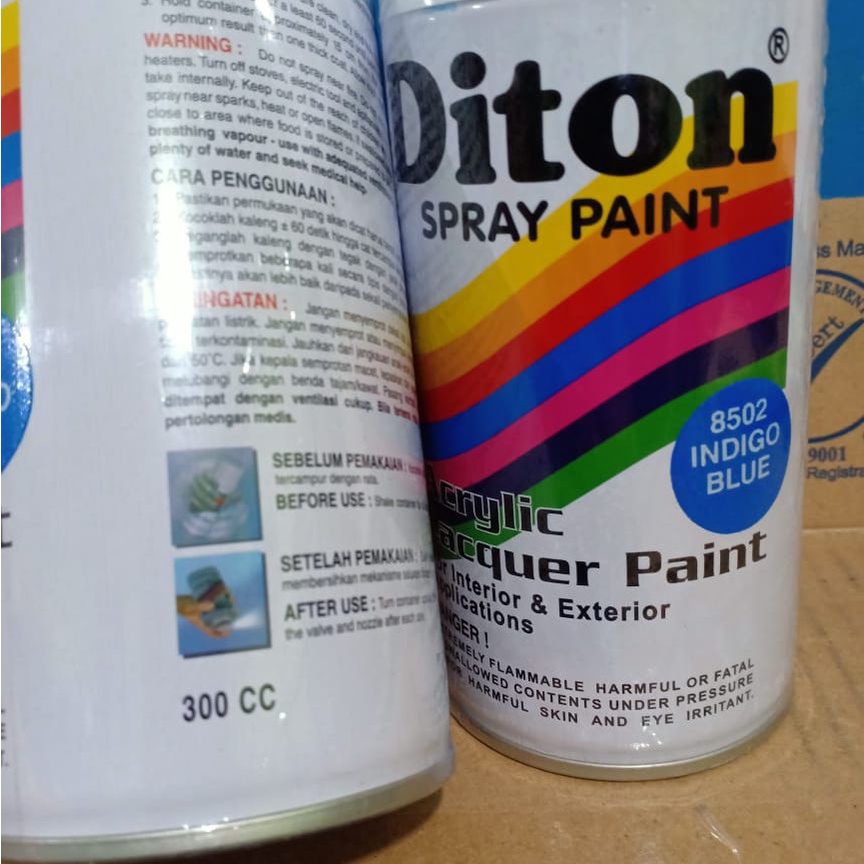 SOLID COLOURS DITON Spray Paint Acrylic Lacquer Paint Pilox Pilok Cat Semprot - 8502 INDIGO BLUE / BIRU MUDA / BIRU NILA (300cc / 300ml)