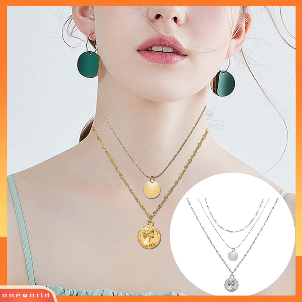 [EONE] Choker Kalung Warna Solid Stainless Mudah Cocok Dipoles Anti Karat Hias Alloy Adjustable Multi Layers Payet Berenda Liontin Wanita Perhiasan