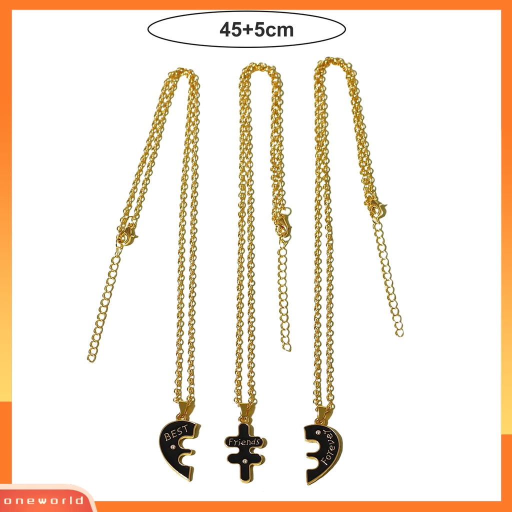 [EONE] 3 Pcs/Set Wanita Kalung Sahabat Selamanya Kepribadian Splicing Cinta Hati Klavikula Kalung Fashion Perhiasan