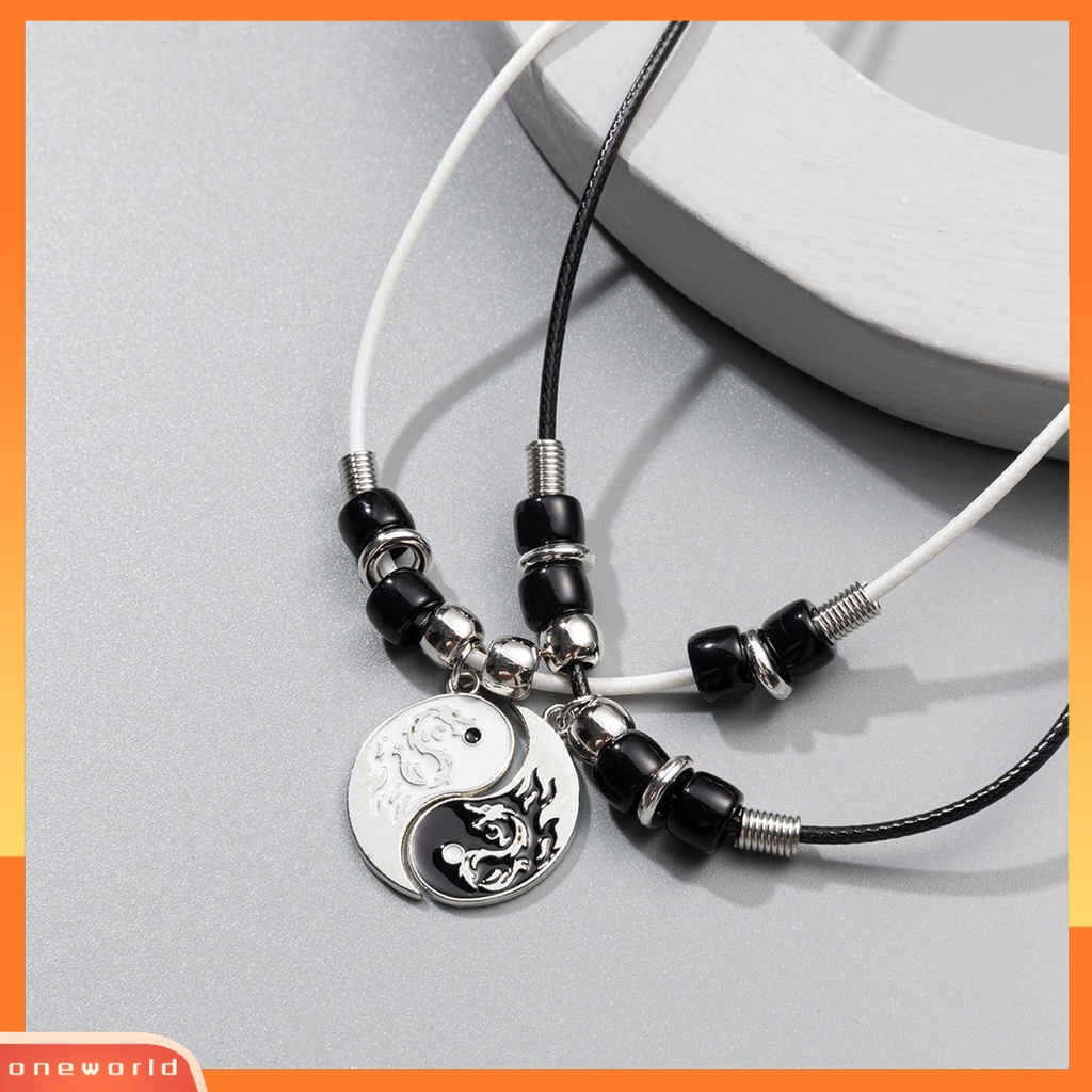 [EONE] 2 Pcs Pesona Kalung Kepribadian Electroplating Cross Rantai Pola Halus Manik-Manik Dekorasi Hypoallergenic Tai Chi Pasangan Yang Sesuai Kalung Perhiasan Aksesori