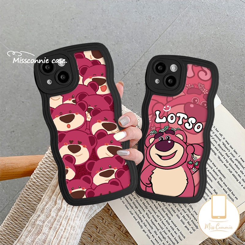 Casing Ponsel Kartun Disney Manyo Kompatibel Untuk IPhone 7Plus 11 14 13 12 Pro Max XR X XS Max8 6 6s 7 14 Plus SE 2020 Lucu Beruang Strawberry Wavy Edge Tpu Soft Back Cover