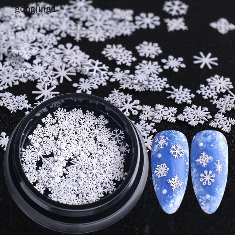 Ggg 1botol/100pcs Hiasan Nail Art Untuk Tahun Baru Winter 2022 Snowflakes Putih ID