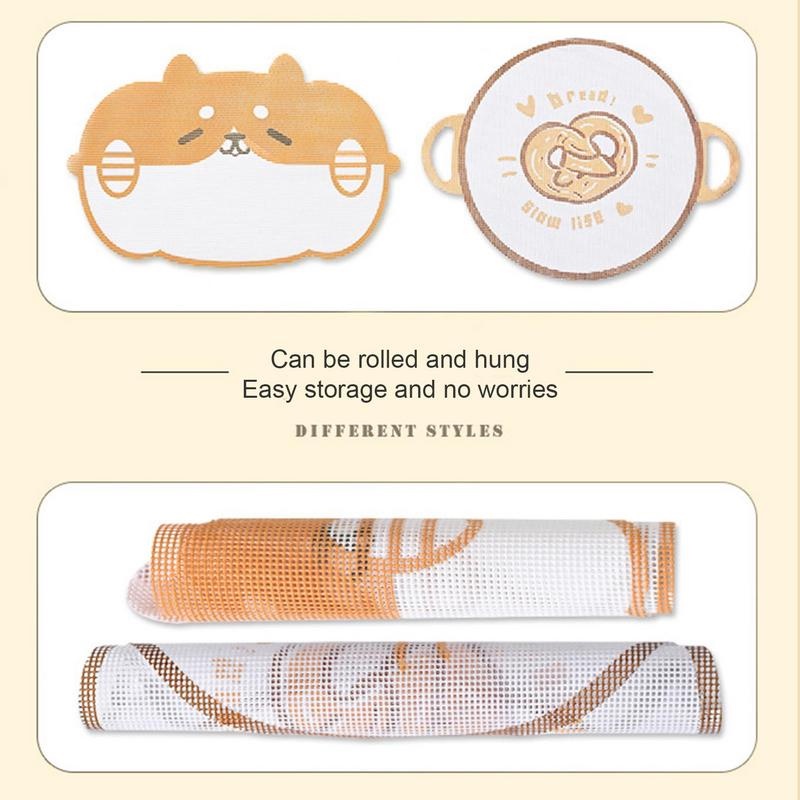 Kartun Pola Lucu Food Grade Steamer Mesh Mat Tahan Panas Non-Stick Silicone Steamer Pad Dengan Lubang Gantung Steamer Paper Pad Reusable Kitchen Bun Pastry Alat Masak