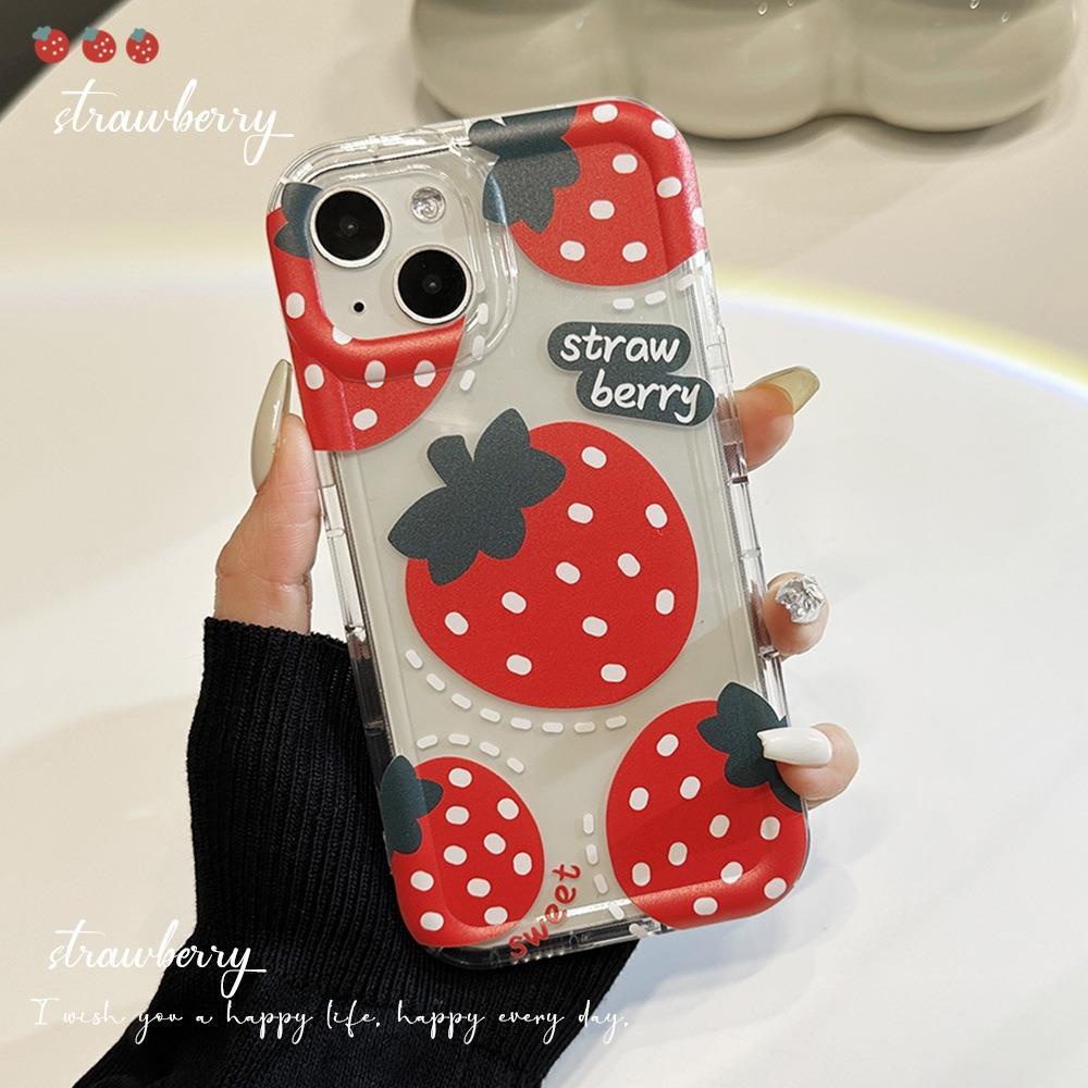 Ins Pola Strawberry Cocok Untuk iPhone 14 Pro Max iPhone Phone Case Airbag Protection Phone Case Kamera Tahan Guncangan Kompatibel Dengan iPhone 13 13pro 13prm iPhone 11 7Plus 8Plus Xr XS 12 Pro Max 12mini 13mini Phone Case