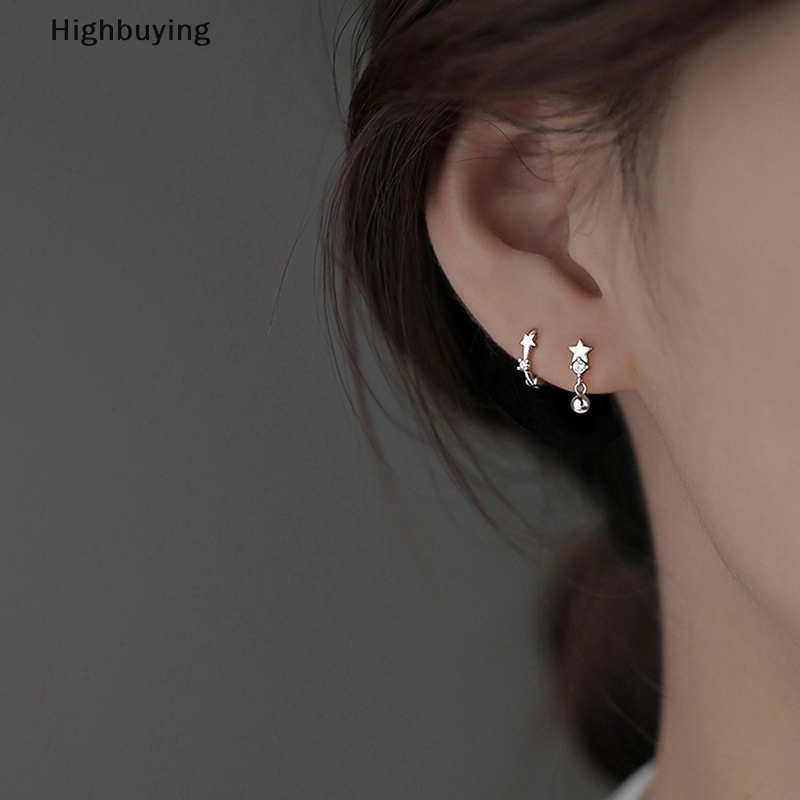 Hbid 2pcs Minimal Kristal Bintang Ear Studs Earring Wanita Korea Helix Studs Tragus Tulang Rawan Perhiasan Glory