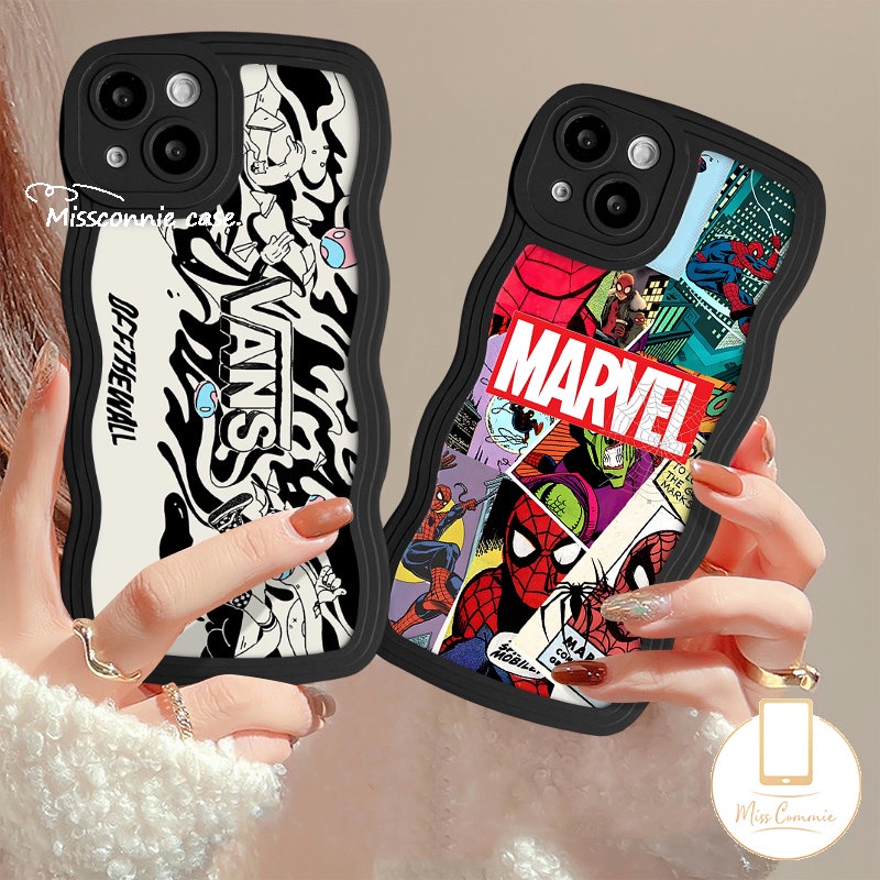 Untuk Oppo A95 A57 A15 A16 A96 A78 A53 A7 A16K A5 A16s A54 A74 A5s A3s A9 A76 A77s A1k A55 A12 A77 A17 A17K A5s Reno 8T 7Z 68z 8lembut Tpu Trendy V.ANS Anime M.ARVEL Wavy Casing Edge