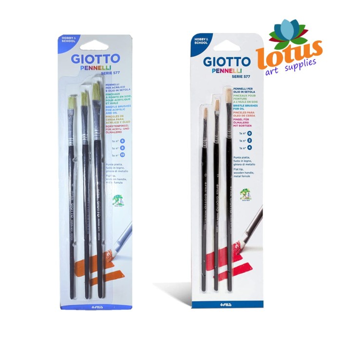 

Giotto Bristle Flat Brush - Kuas Lukis set 3 - 0-2-4