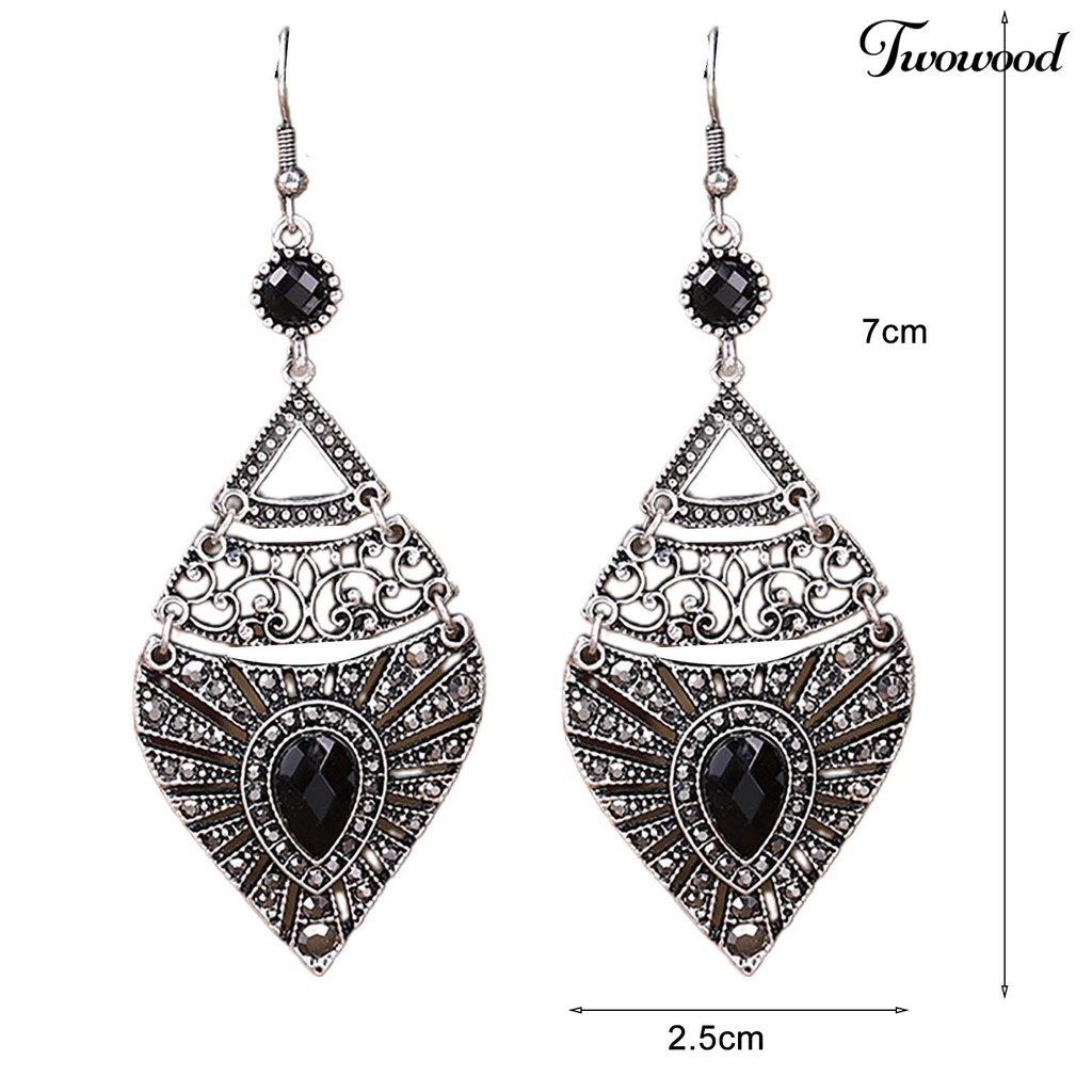 Twowood 1pasang Anting Drop Gaya Etnik Fashion Perhiasan Alloy Dilubangi-out Waterdrop Women Earrings Untuk Tanggal