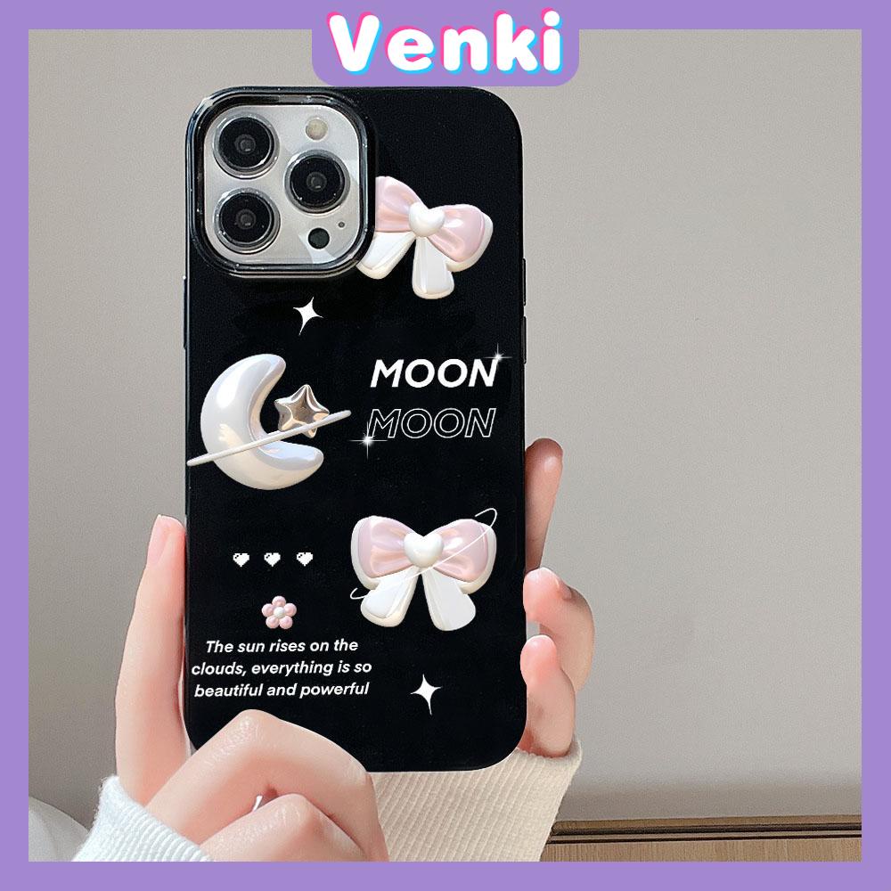 VENKI - For iPhone 11 iPhone Case Black Glossy TPU Soft Case Shockproof Protection Camera Star Moon bow Compatible with iPhone 14 13 Pro max 12 Pro Max xr xs max 7Plus 8Plus