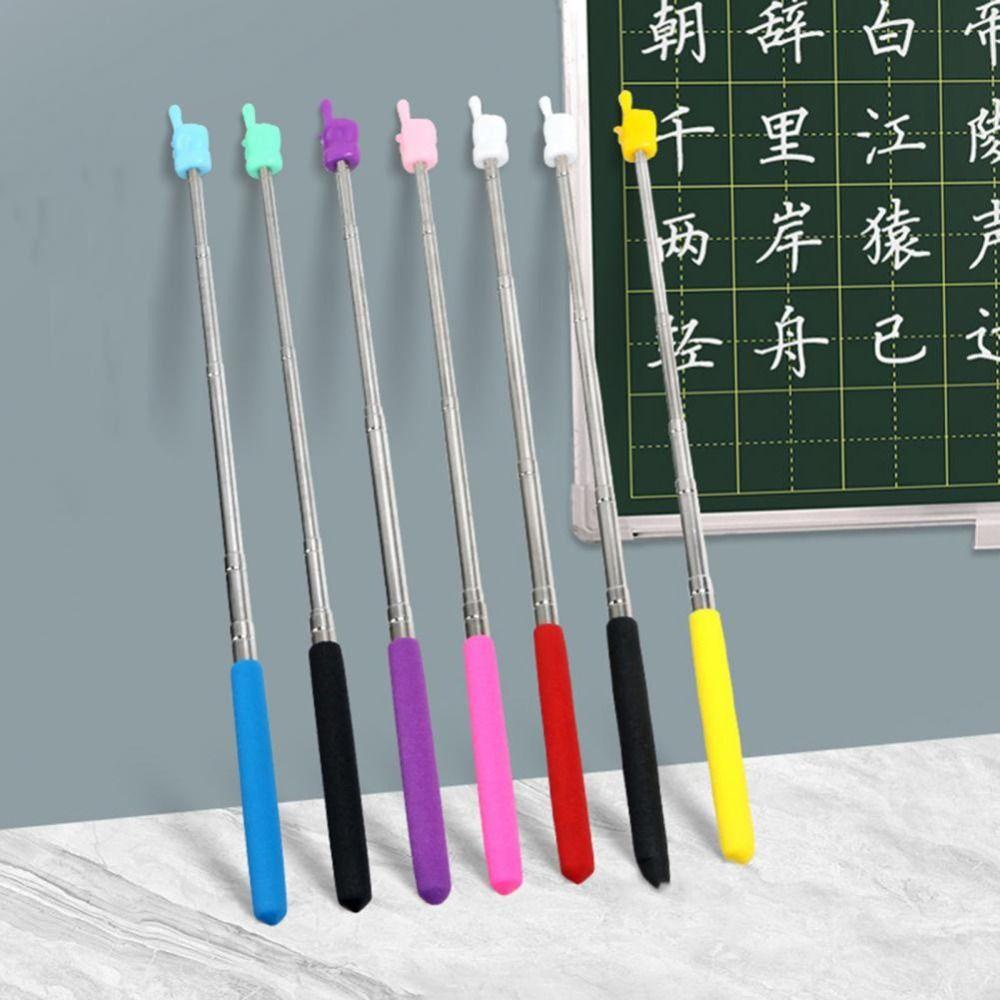 NICKOLAS1 Penunjuk Khusus Guru Sekolah Stainless Steel 8warna Kelas Pointer Stick Meeting Tongkat Membaca Perlengkapan Guru Papan Tulis Jari Panduan Membaca