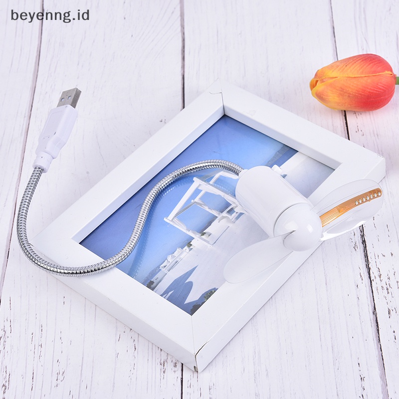 Beyen Pajangan Tangan Kipas USB Mini Gadget Portable Jam LED Fleksibel Keren Untuk Laptop PC ID