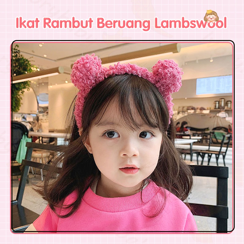 Ivorybaby Bando kuping beruang bulu Bandana anak perempuan anak import Headband anak