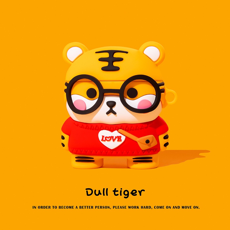 Kacamata Kartun Hewan Lucu 3D Harimau Dengan Tas Selempang Earphone Bluetooth TWS Case Pelindung Shockproof Cover Untuk Airpods 12 3 Pro i12 i10 i11 i9s inpods 12 13 Pro i13 Airpods3