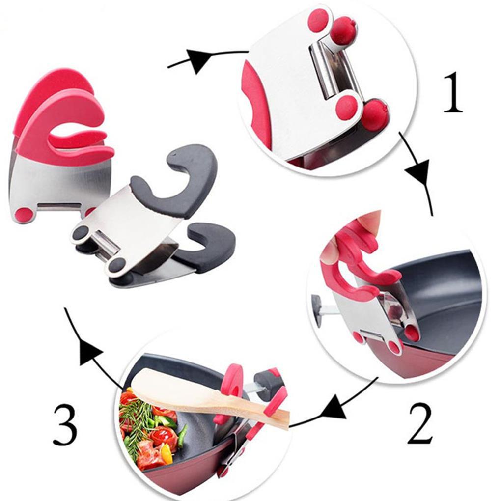 2pcs Panci Klip Sendok Holder Stainless Steel Utensil Pot Clip Spoon Rest Soup Pot Fixed Clamp