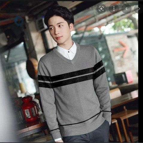 [BISA COD] SWEATER PRIA LENGAN PANJANG TERBARU KEKINIAN HOODIE BAJU COWOK TERBARU RAJUT V NECK MARCE