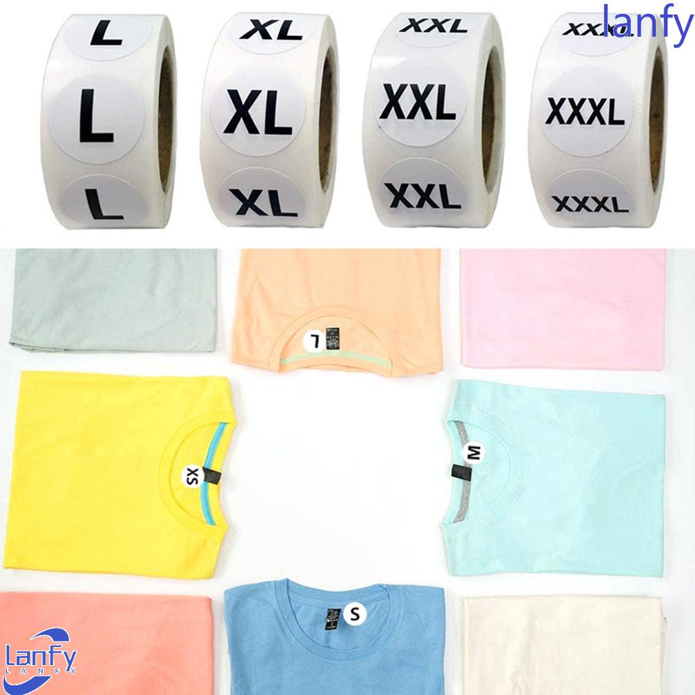 Lanfy Stiker Ukuran Pakaian Putih Multi Ukuran XS/S/M/L/XL Self Adhesive Untuk Label Ukuran Garment