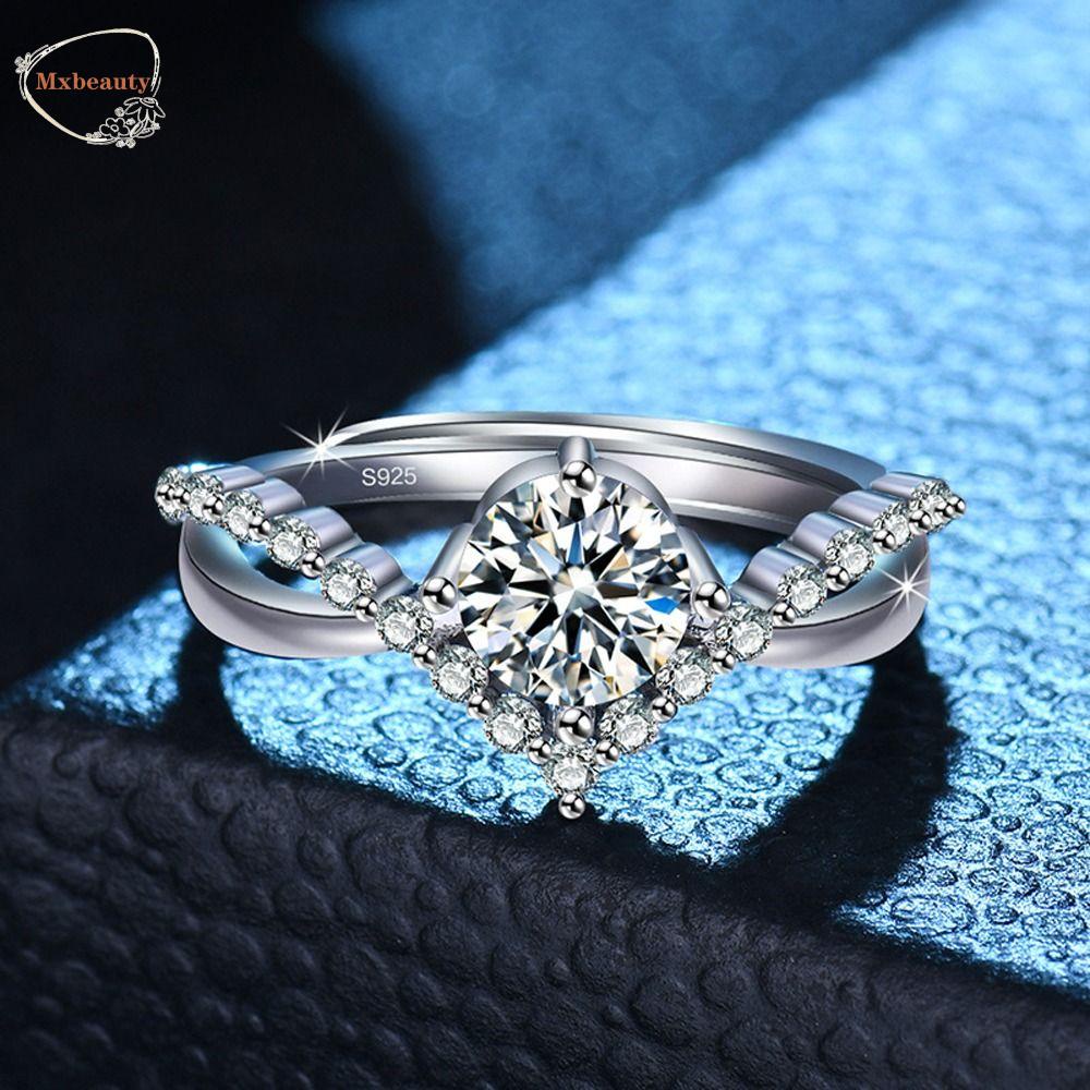 Mxbeauty Cincin Pasangan Trendi Halus Hadiah Hari Valentine Niche Deign Tembaga Berlapis Perak Romantis Gaya Korea Ring