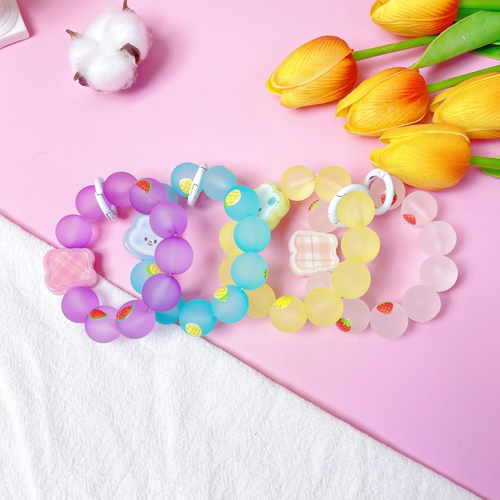 Permen Berwarna Frosted Bunny Keychain Anti Rontok Keychain Wristband DIY Phone Case Gelang