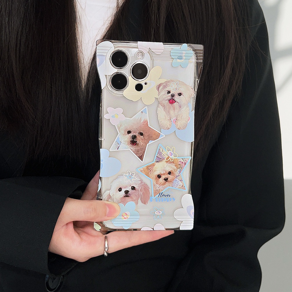 IPHONE Tas Paket Snack Transparan Anjing Anjing Puppy Lucu Berbentuk Phone Case Cover Untuk Iphone11 12 13 14 PLUS PRO MAX