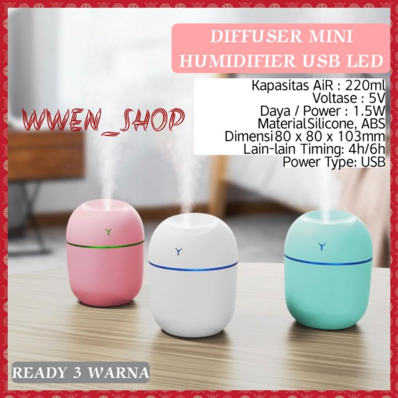 Diffuser Mini Humidifier USB Small Sprayer Air Purifier LED Atomizer Semprotan Ruangan