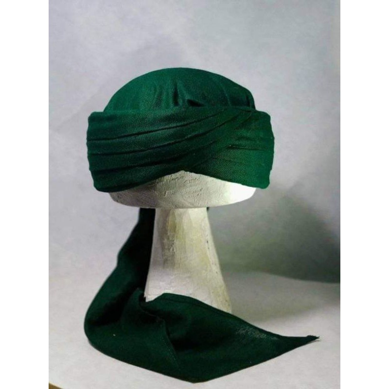 imamah praktis permanen siap pakai medium quality praktis peci habib permanen warna hijau - iket sor