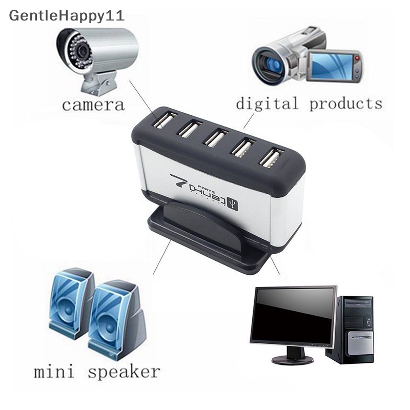 Gentlehappy USB 7-Port HUB Didukung Dengan Kabel Adaptor AC High-Speed EU/US Plug Untuk PC Laptop id