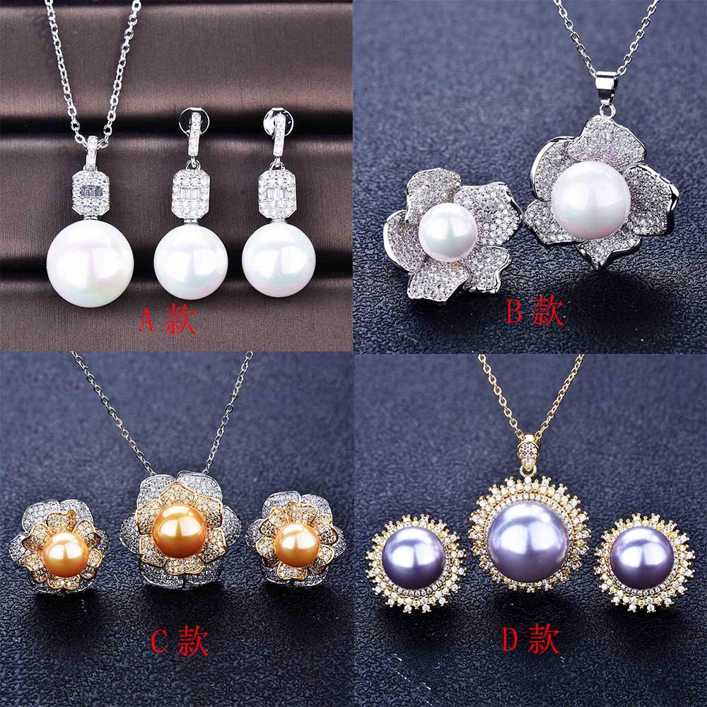 Goldkingdom Aksesoris Perhiasan Fashion Ready Stock Nanyang Mutiara Set Tahitian Mutiara Air Tawar Ear Studs Shell Pearl Cincin Liontin Kalung