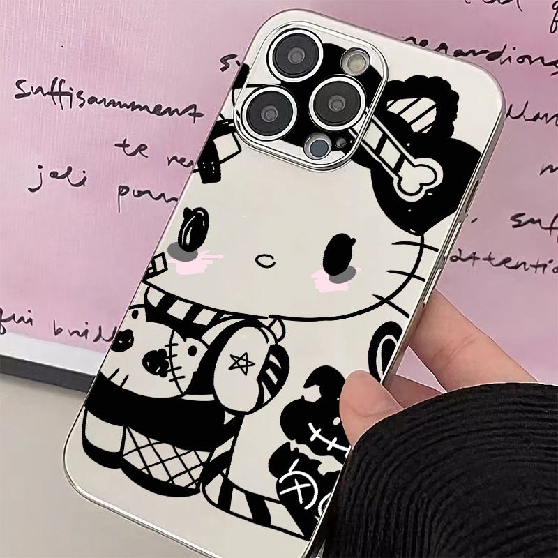 IPHONE Soft Phone Case Kompatibel Untuk Iphone14 13 12 11 Pro XS Max XR X8 7 6S Plus Mini Casing Kucing Lucu Electroplate TPU Silikon Shockproof Cover