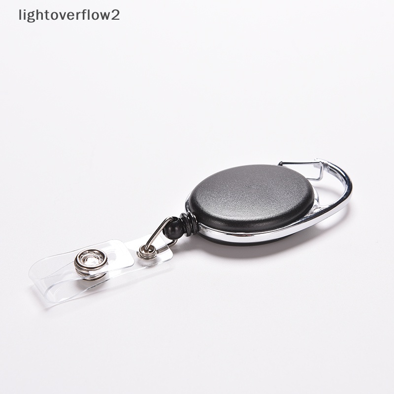 [lightoverflow2] Recoil Dapat Ditarik ID Badge Lanyard Name Tag Kunci Card Holder Belt Klip Hitam [ID]