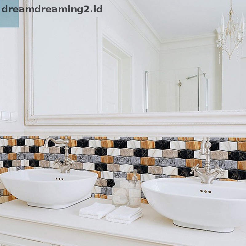 (drea) 3d Self-adhesive Tahan Air Bentuk Bata Stiker Dinding Kamar Mandi Dekorasi Rumah//