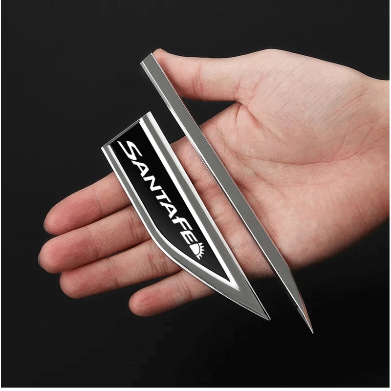 Stiker Dekorasi Papan Daun Logam Mobil Fender Metal Sticker Untuk Aksesoris Emblem Modifikasi Hyundai Santafe Santa Fe