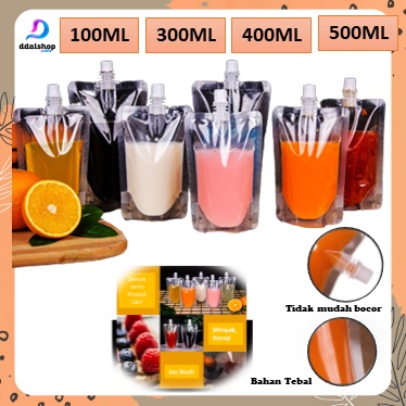 Standing Pouch plastik kemasan pouch minuman minyak cairan 100ml 300ml 400ml 500ml Transparant 50pcs