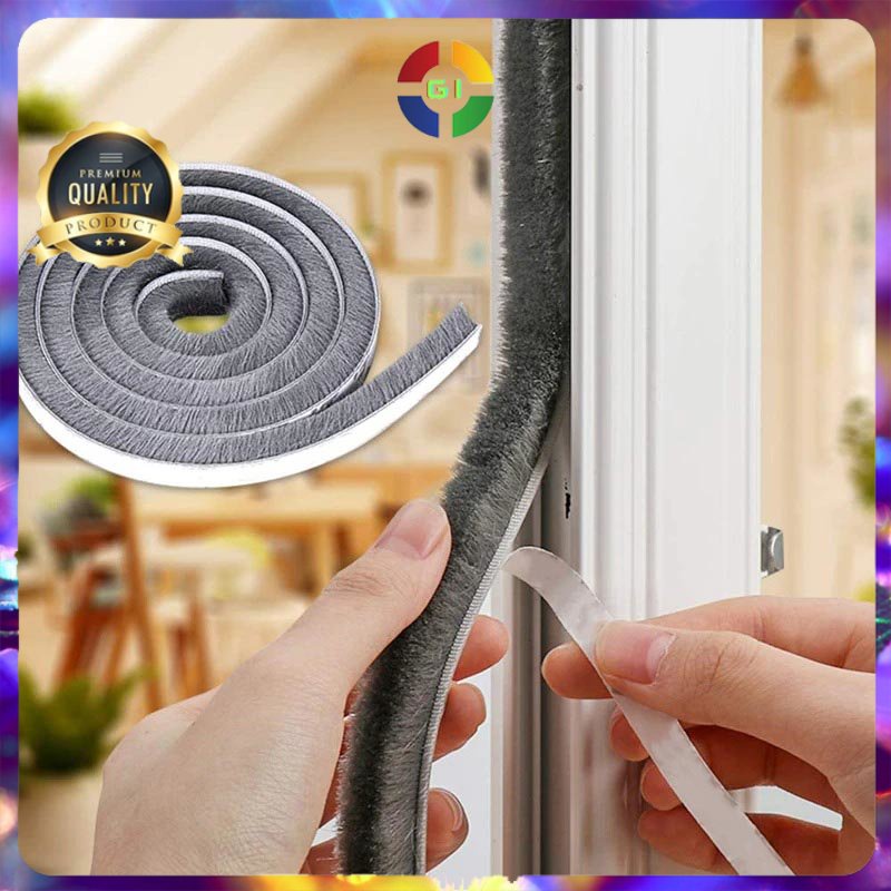 Lis Strip Pintu Brush Strip Sealing Sound Insulation 9 x 5 mm 10M Gray