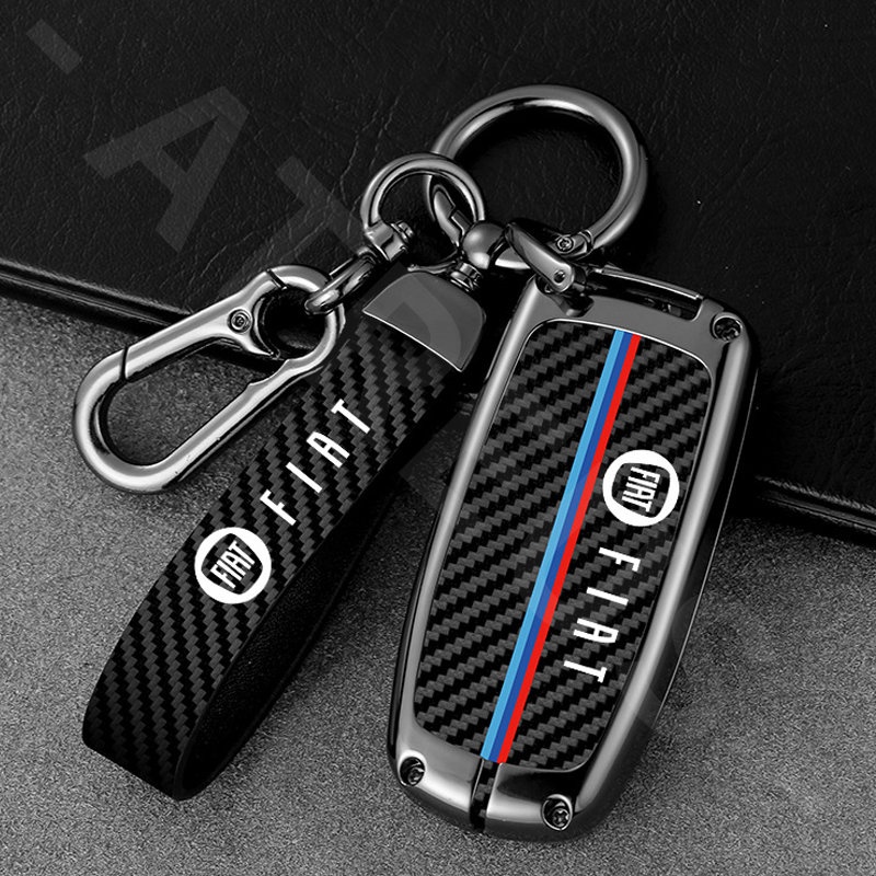 Fiat Zinc Alloy Bungkus Penuh Case Kunci Mobil Cover Serat Karbon Kulit Smart Key Protector Untuk Uno Toro 500 Bravo Punto Palio Argo Stilo Strada Mobi