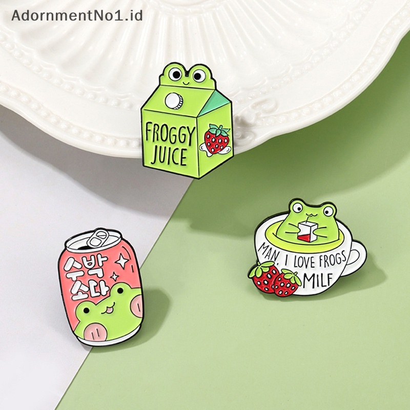 [AdornmentNo1] Froggy Enamel Pin Custom Lucu Kodok Mug Kopi Susu Jus Dapat Bros Kerah Lencana Hewan Perhiasan Hadiah Untuk Teman Anak [ID]