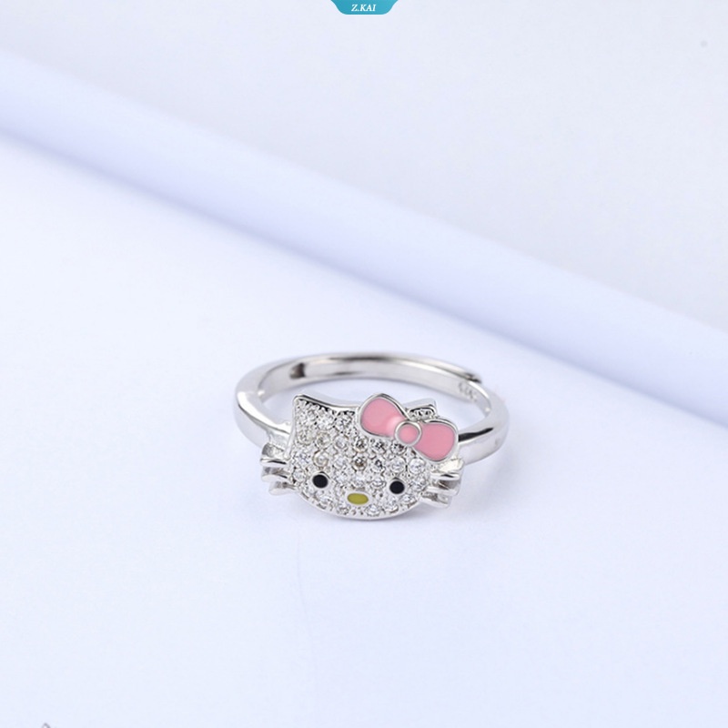 2023fashion Trend Perhiasan Cincin Pudar Logam Tembaga Putih Cincin Kitty Untuk Gadis Wanita Pesta Hadiah Pernikahan [ZK]