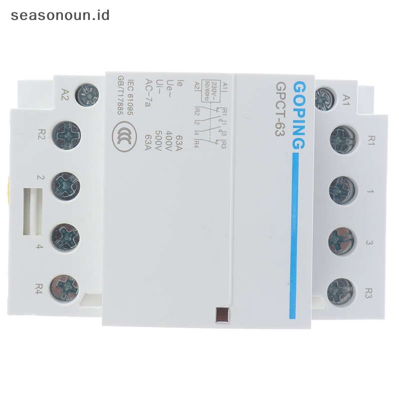 Seasonoun 4P 63A 2NC 2NO 220V 400V~50/60HZ Din rail Kontaktor ac Rumah Tangga  .