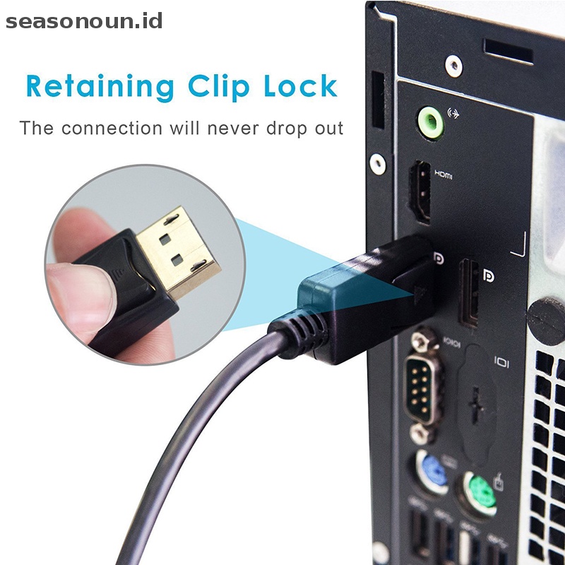Seasonoun 6kaki 1.8m Lapis Emas DisplayPort DP Ke DVI-D Male Adaptor Kabel HD 1080p.