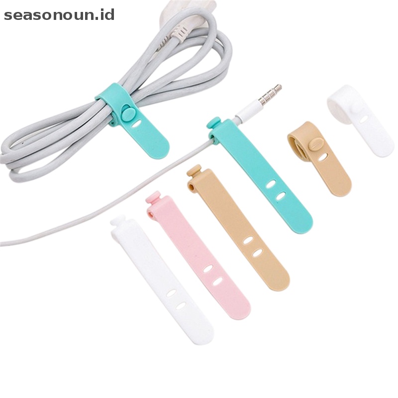 Seasonoun Silicone Kabel Data Organizer Headphone Cord Finishing Buckle Wrap Tie Strap.