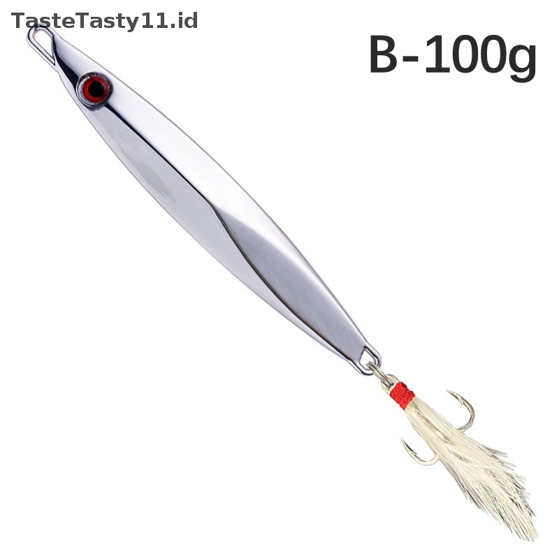 Tastetasty 1pc Umpan Pancing Laut Warna Silver 20g 30g 40g 60g 80g 100g 120g Jigging Lure Metal Fishing Lure Umpan Air Asin.