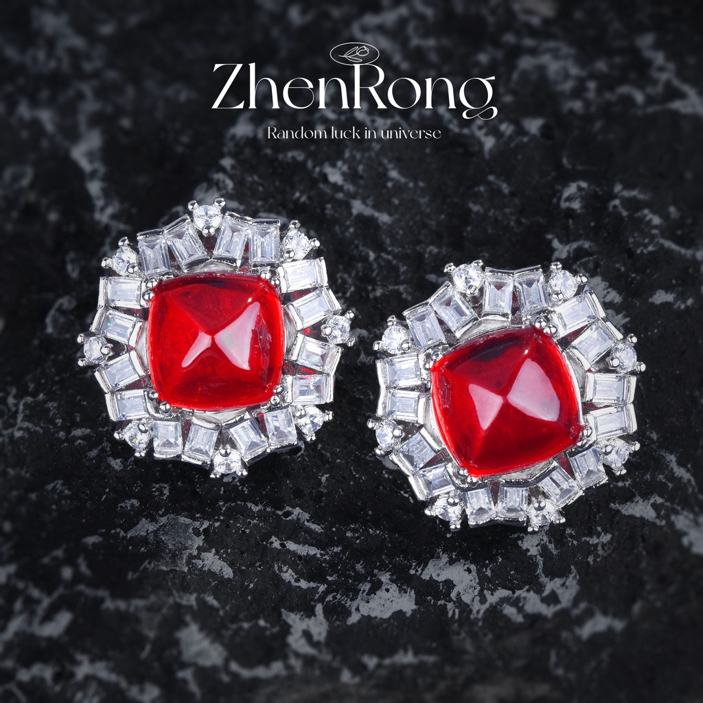 Goldkingdom Fashion Perhiasan Aksesoris Ready Stock Ruby Liontin Kalung Cahaya Mewah Colorful Harta Set Anting Royal Sapphire