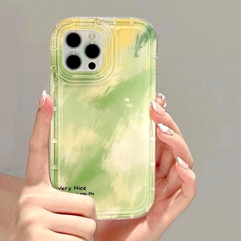 IPHONE Green Fresh Phone Case Kompatibel Untuk Iphone7Plus8Plus6Plus11 14 13 12 Pro MAX XR X XS MAX SE Airbag Shockproof Cover