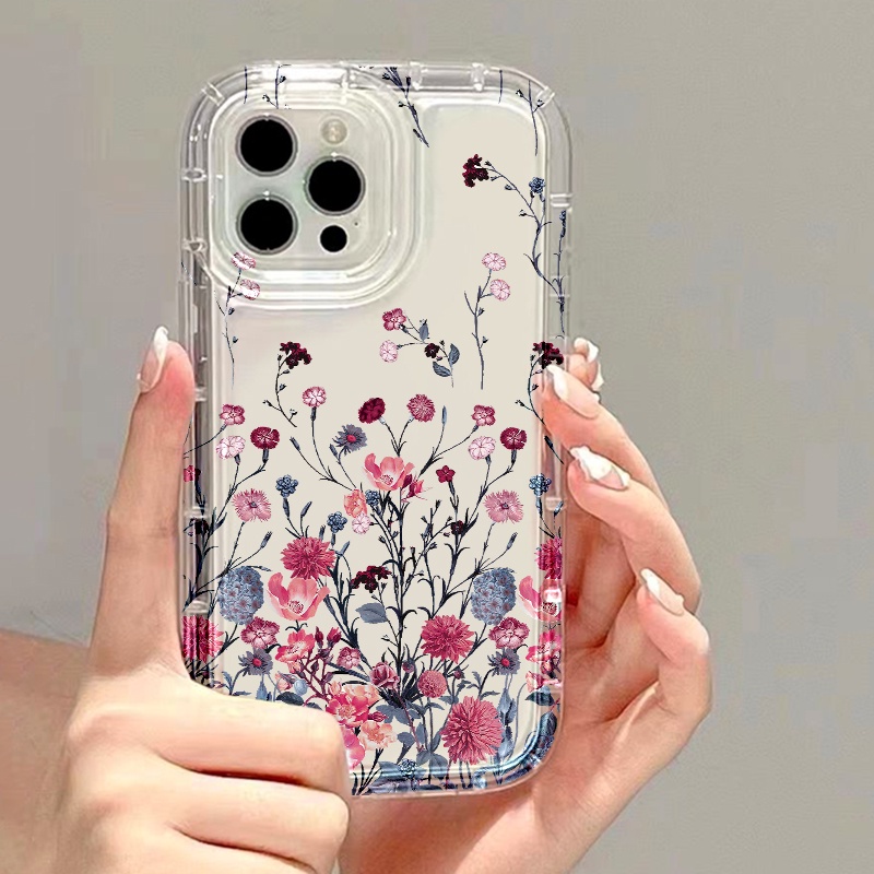 IPHONE Art Floral Flower Case Kompatibel Untuk Iphone7Plus8Plus6Plus11 14 13 12 Pro MAX XR X XS MAX SE Airbag Shockproof Cover