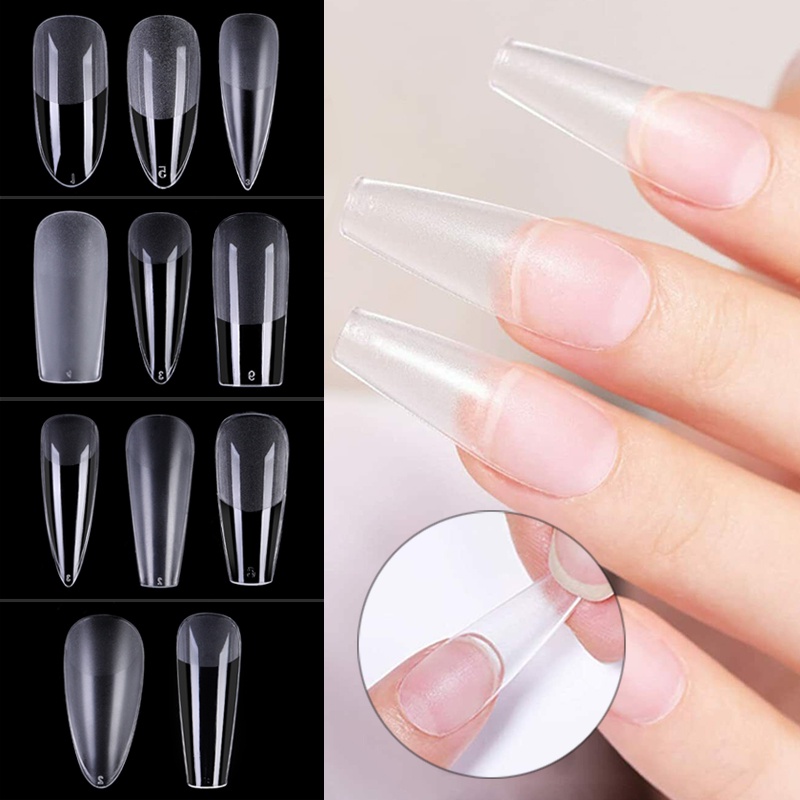 120pcs/box Kuku Palsu Bening Kuku Akrilik Peti Mati Buatan Kuku Palsu Tips Ekstensi Manicure Tools