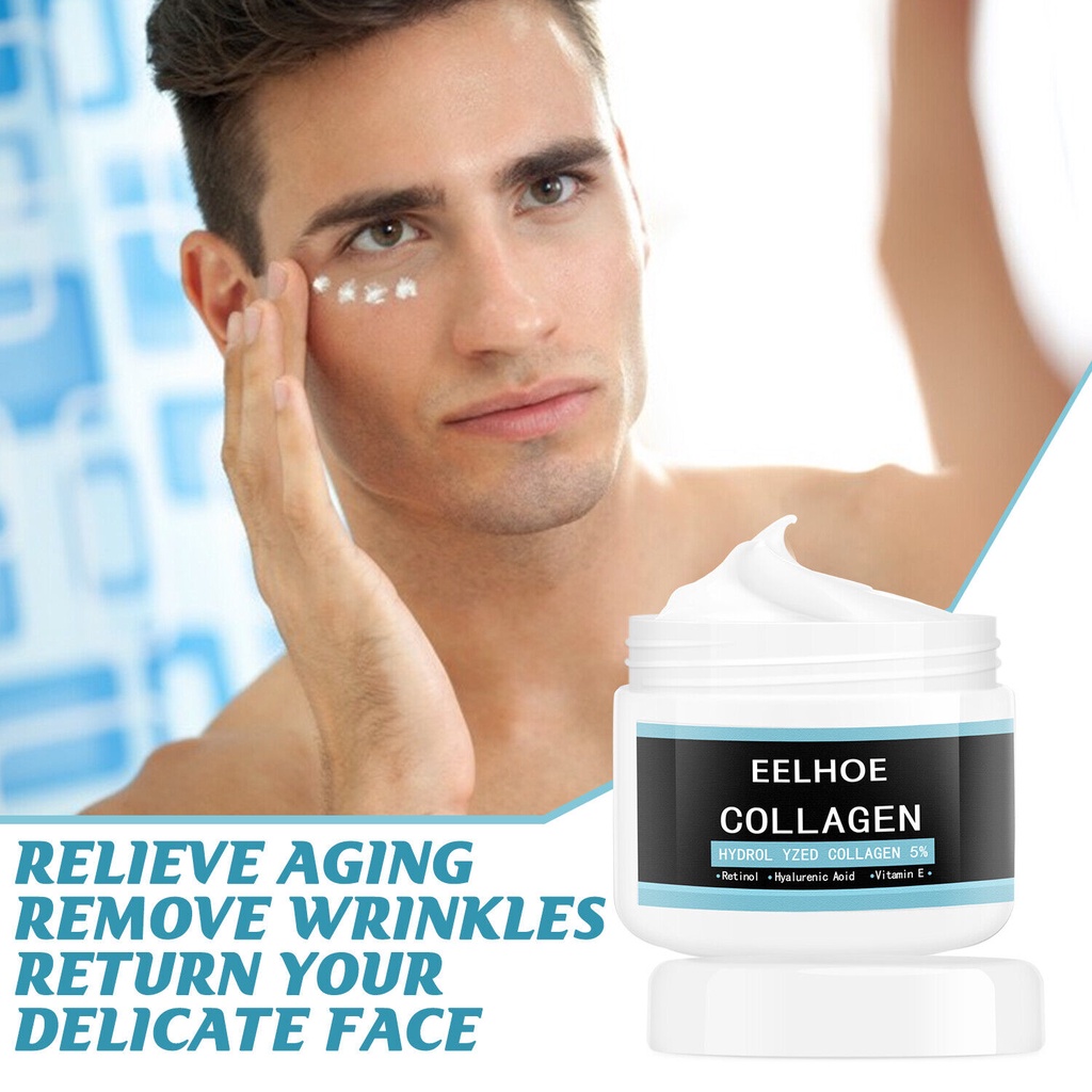EELHOE Men's Collagen Moisturizer Cream - Pelembab Wajah Pemutih Wajah krim Penghilang Keriput