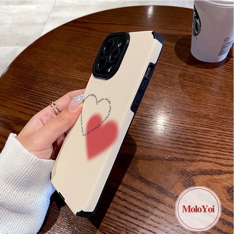 Casing Ponsel Silikon Cinta Hati Sederhana Tahan Guncangan Untuk iPhone XR XS X Max8 7 Plus 11 13 12 14 Pro Max 7Plus Tekstur Kulit Mewah Lembut Tpu Penutup Belakang